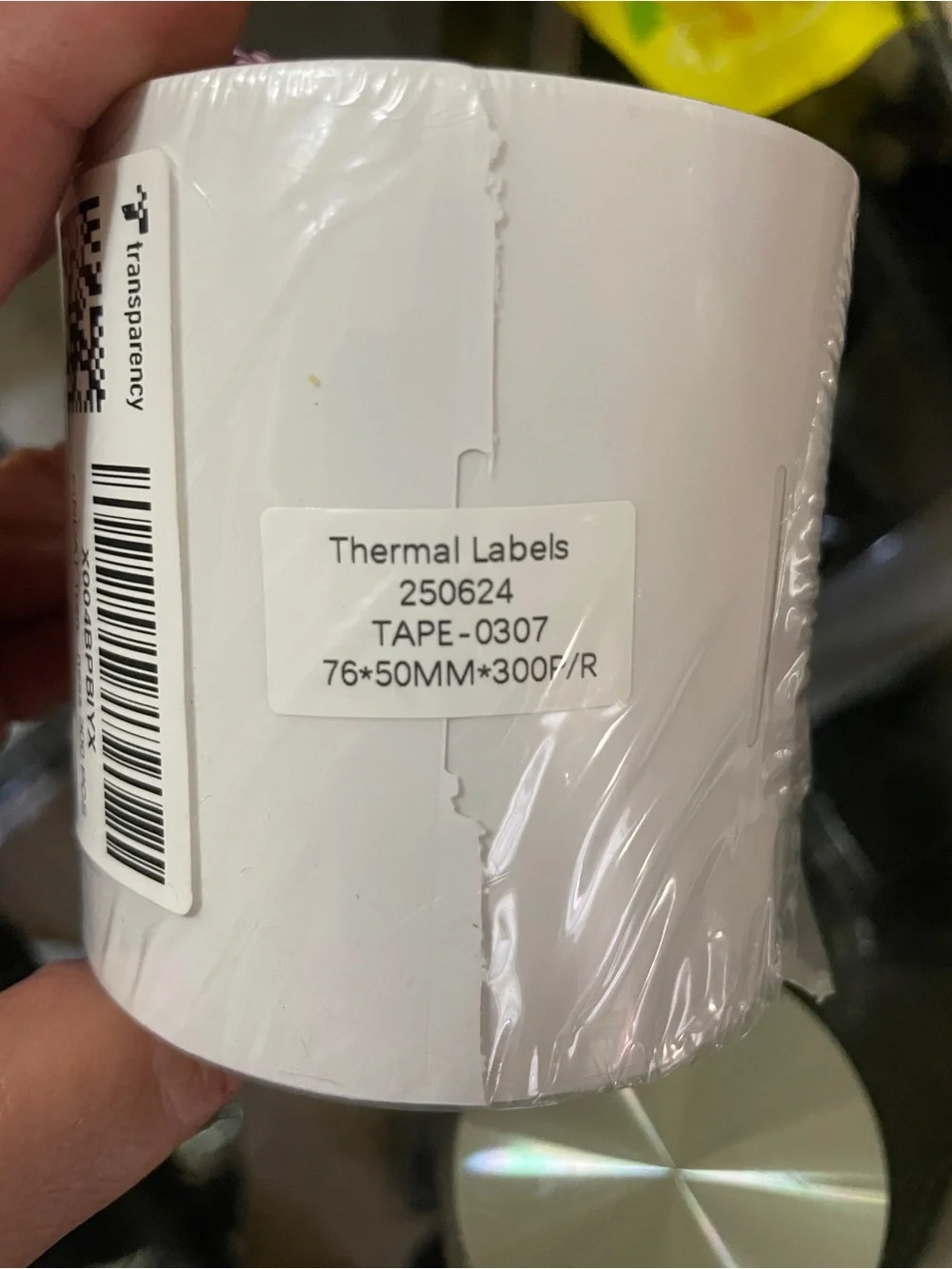Clear Thermal Labels Vinyl 2 × 3 Inch Self-Adhesive Rectangle Stickers Roll 300p